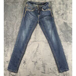 Grace In LA Jeans Women’s 26 Embroidered Western Easy Fit Low Rise Flap Pockets